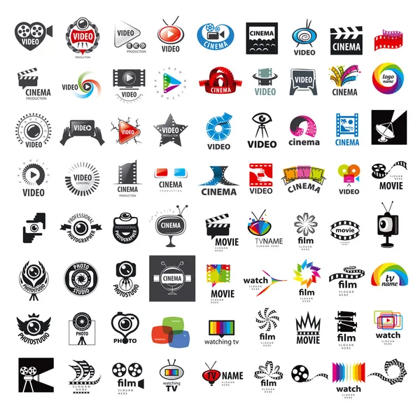 Gran conjunto de logos vectoriales producción de fotos y videos — Archivo Imágenes Vectoriales