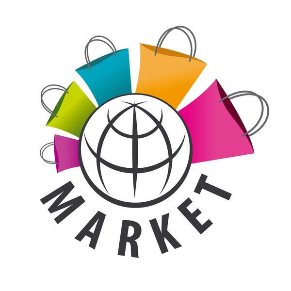 Vektorové logo nákupy zboží do celého světa — Stockový vektor