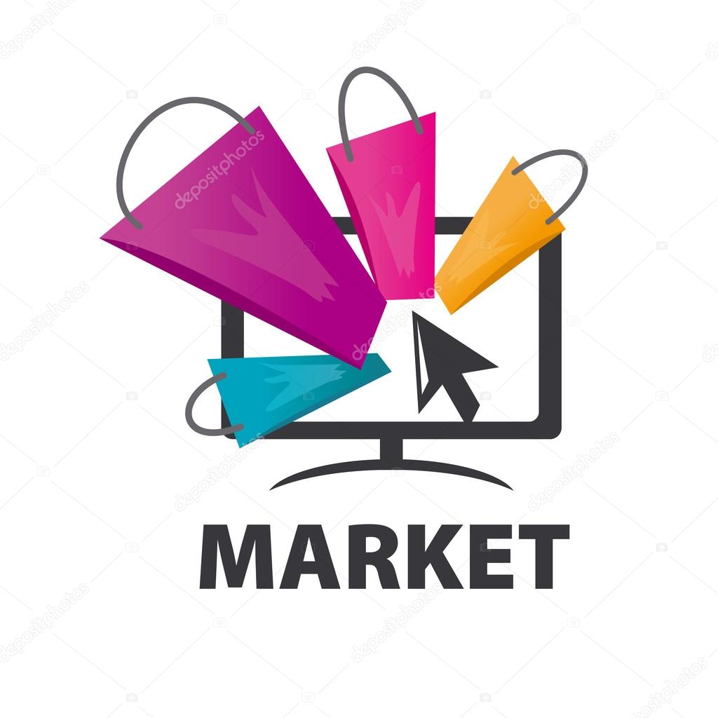 Vector logo purchases of goods over the internet