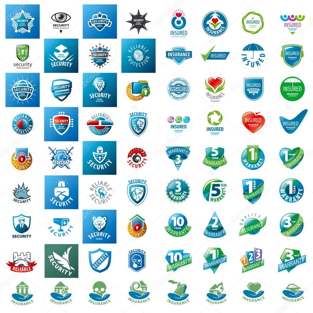 Large set of vector logos security guarantees and insurance