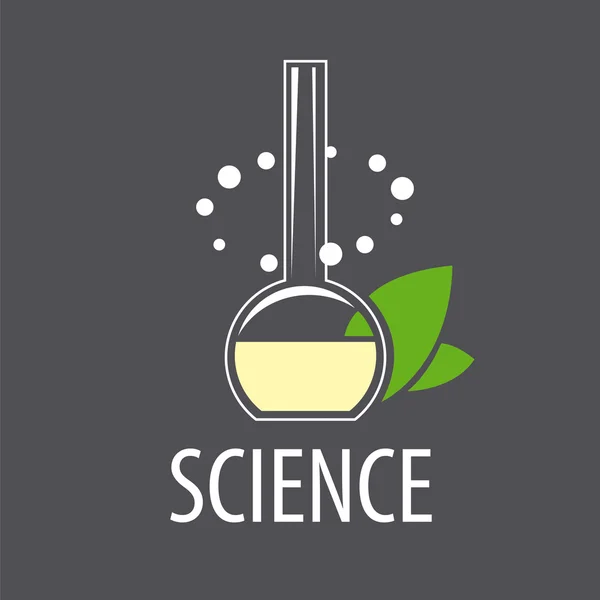 Векторный логотип пробирки с жидкостью и листьями — стоковый вектор