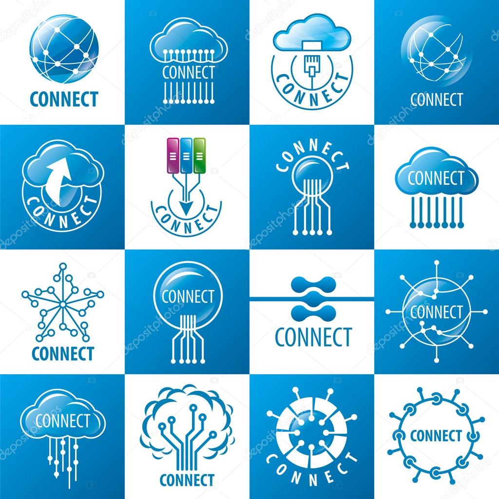 Large set of vector logos connect