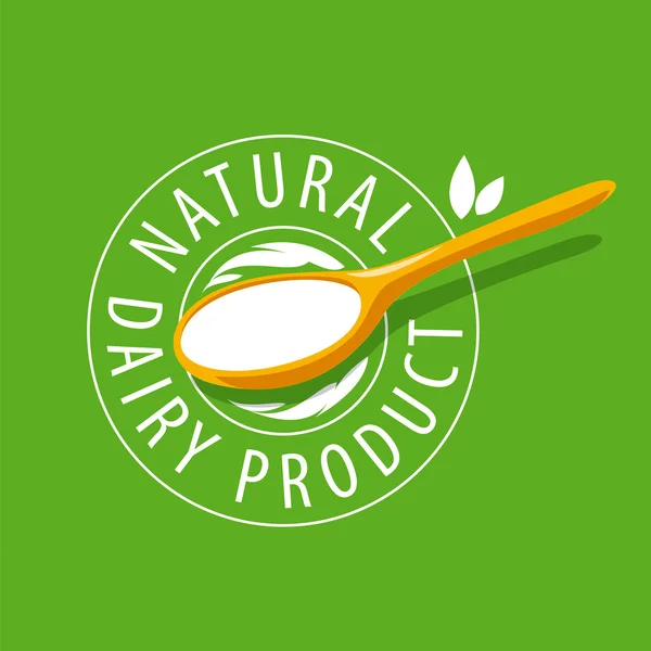 Colher de logotipo do vetor com produto lácteos —  Vetores de Stock