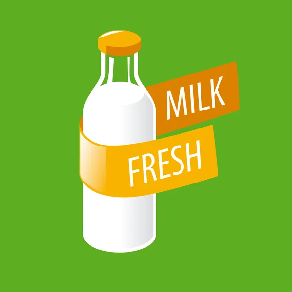 ベクトルのロゴ ガラスの瓶牛乳 — ストックベクタ