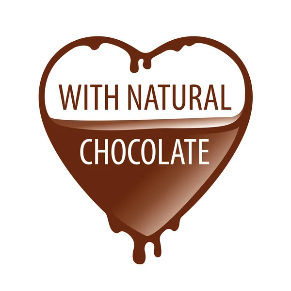 Coração logotipo vetor com chocolate natural — Vetor de Stock