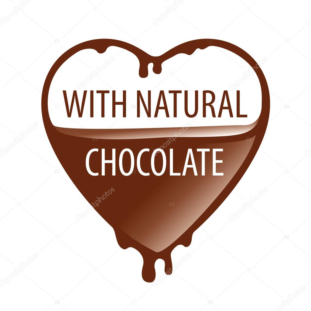 Vector logo heart with natural chocolate