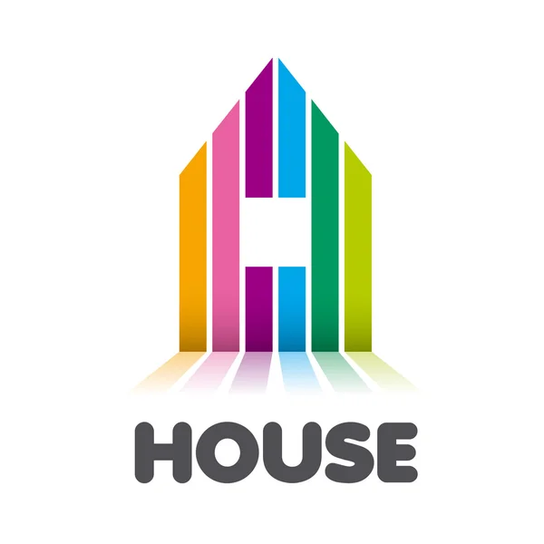 Vector logo striped colorful house — Stock Vector