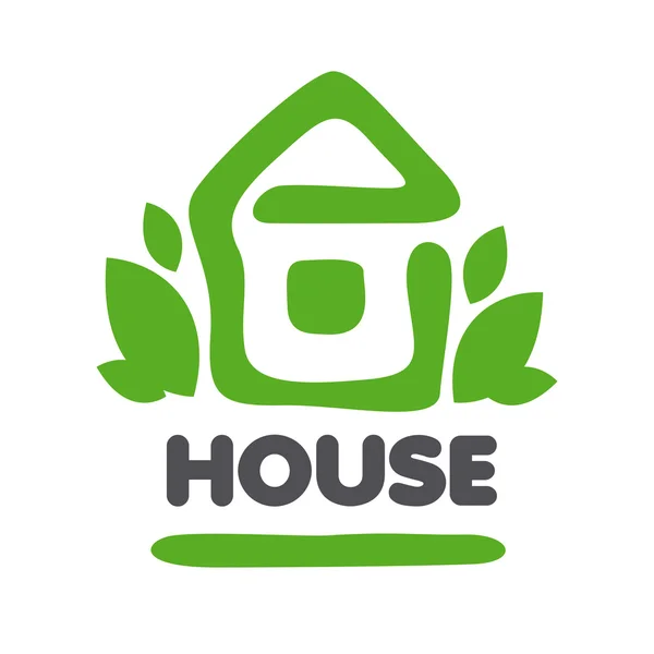 Vector logo green house and leaves — Stok Vektör