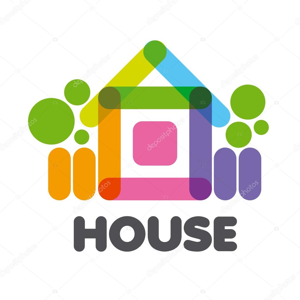 Vector logo multicolored rural house