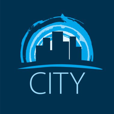 vector logo evening city at sunset