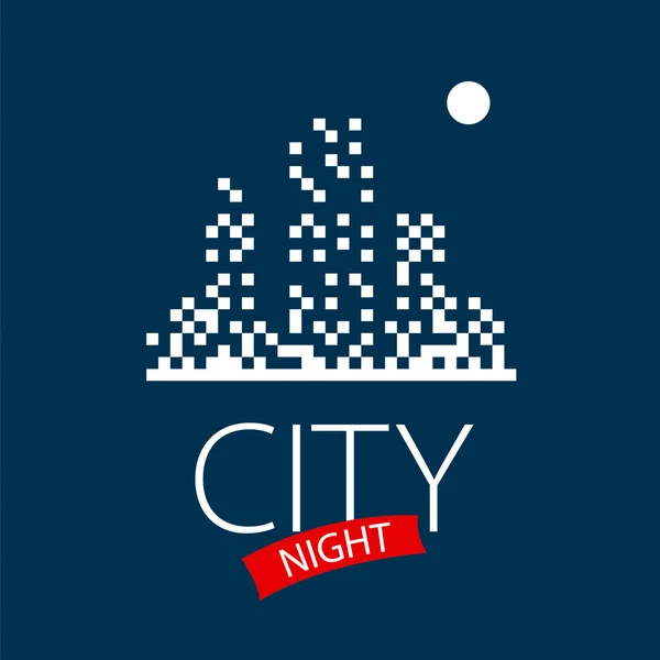 Vector logo night city and moon — ストックベクタ