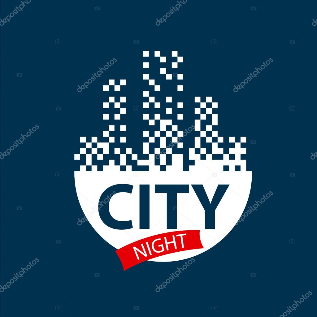 vector logo glowing night city