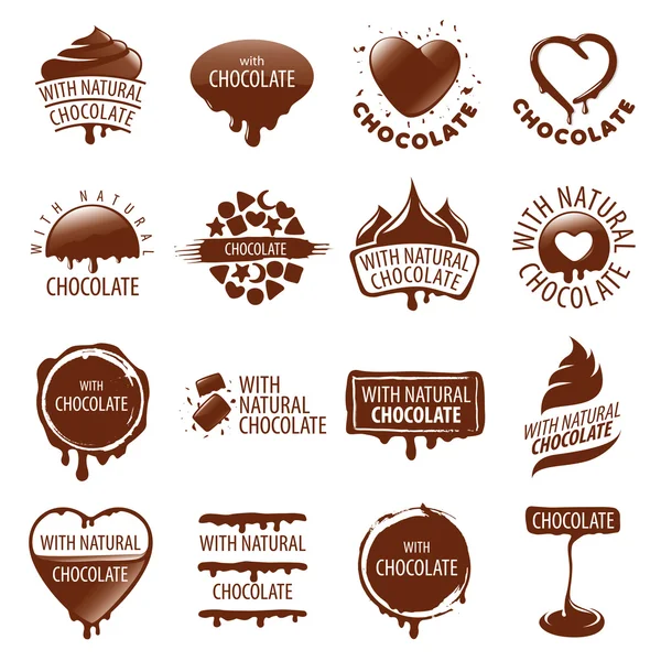 Large set of vector logos chocolate — Stok Vektör