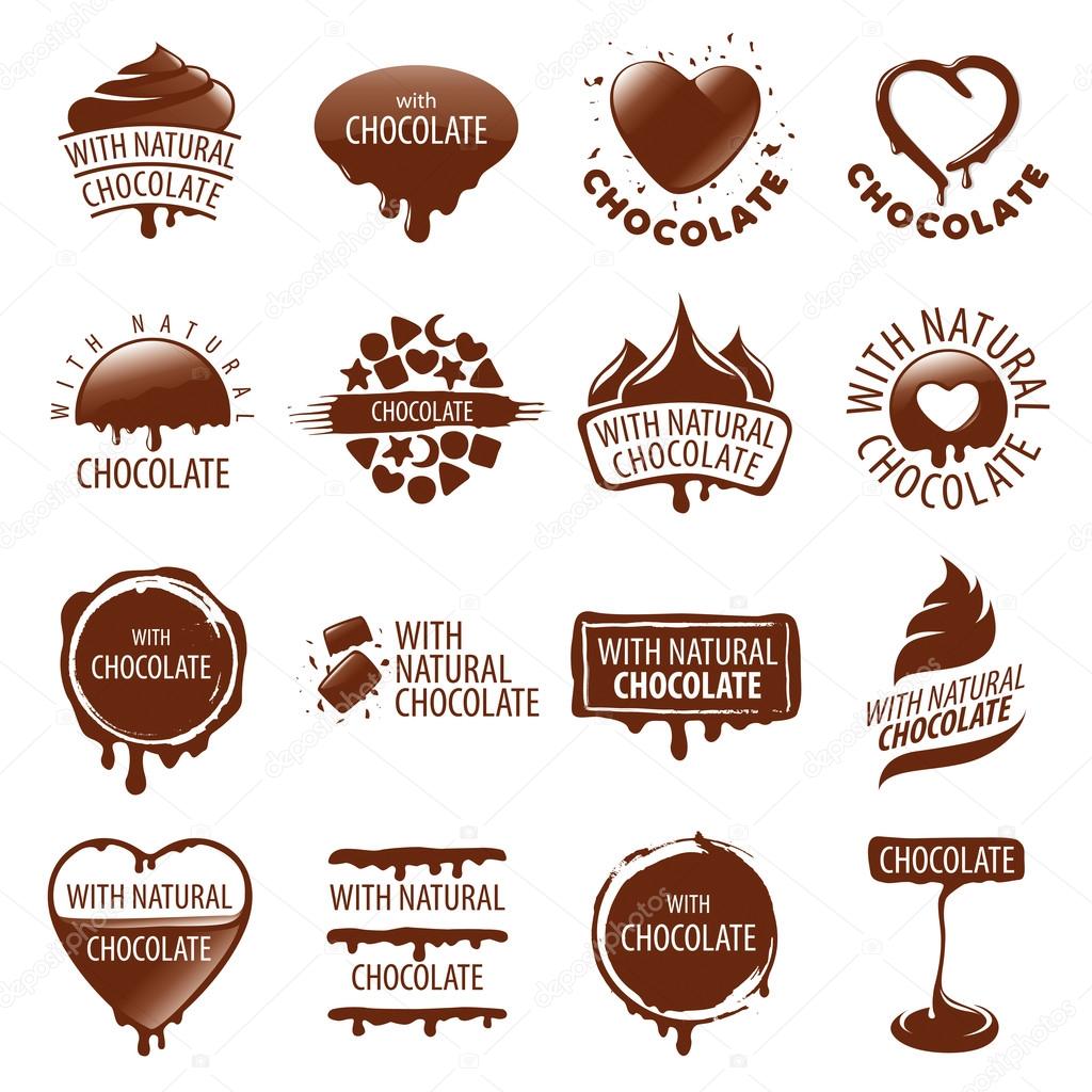 large set of vector logos chocolate