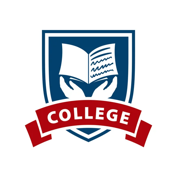 Vector logo shield and book for college — ストックベクタ