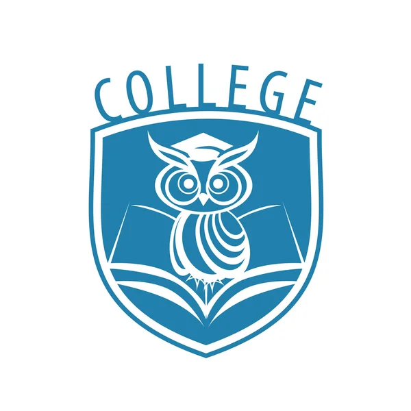 Vector logo owl and shield for college — ストックベクタ