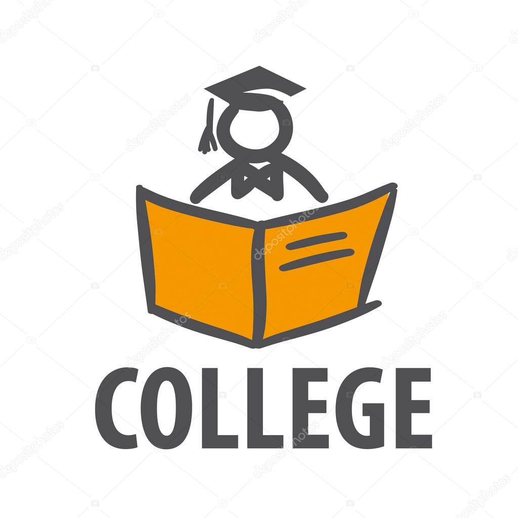 Vector logo man with a book for college