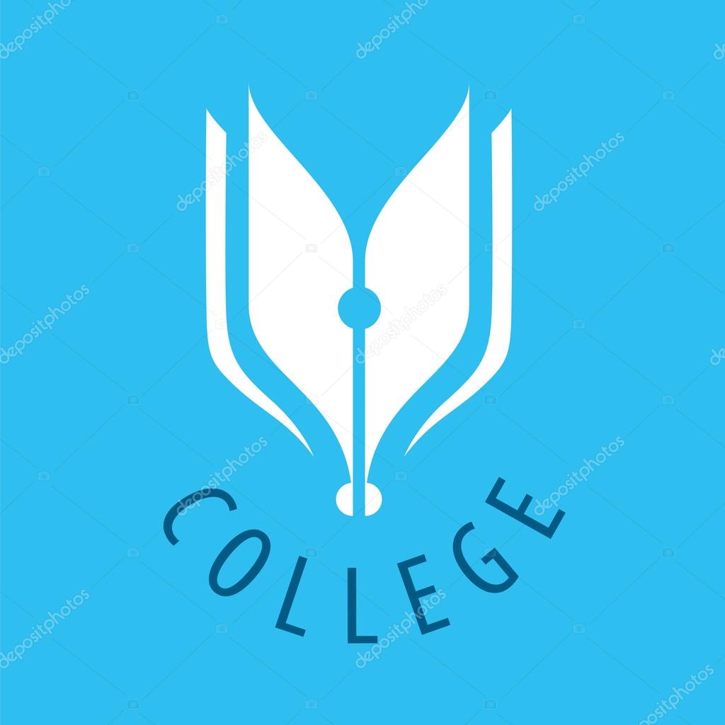 Abstract vector logo nib and books for college