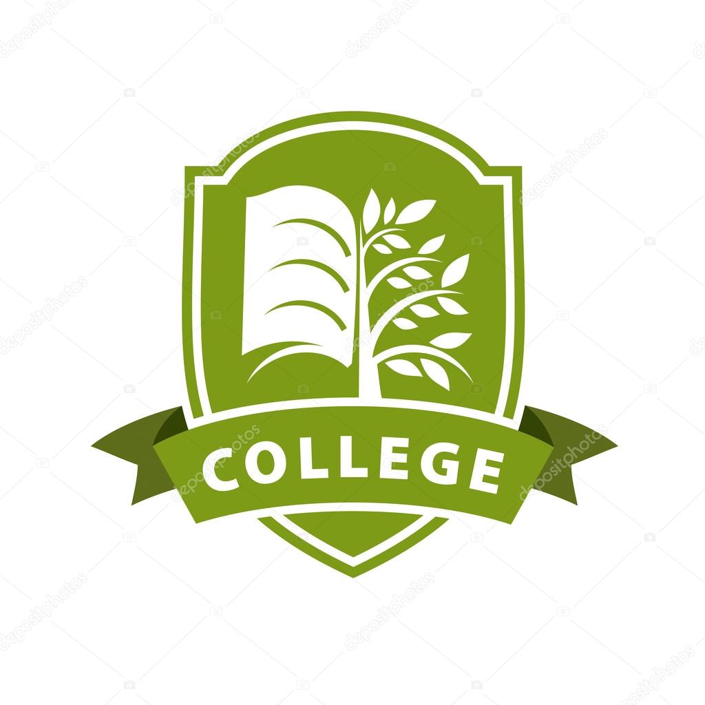 Vector logo tree and the book for college