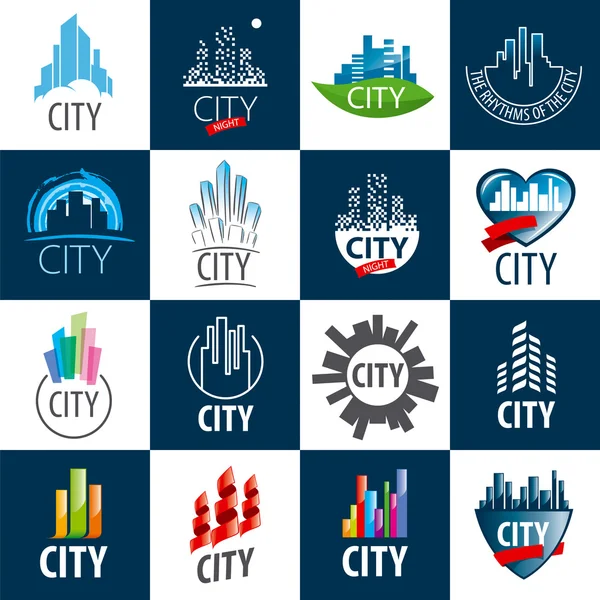 Большой набор векторных логотипов города — стоковый вектор