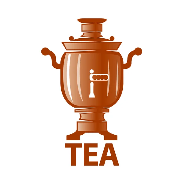 矢量标志俄罗斯茶炊旁喝茶 — 图库矢量图片