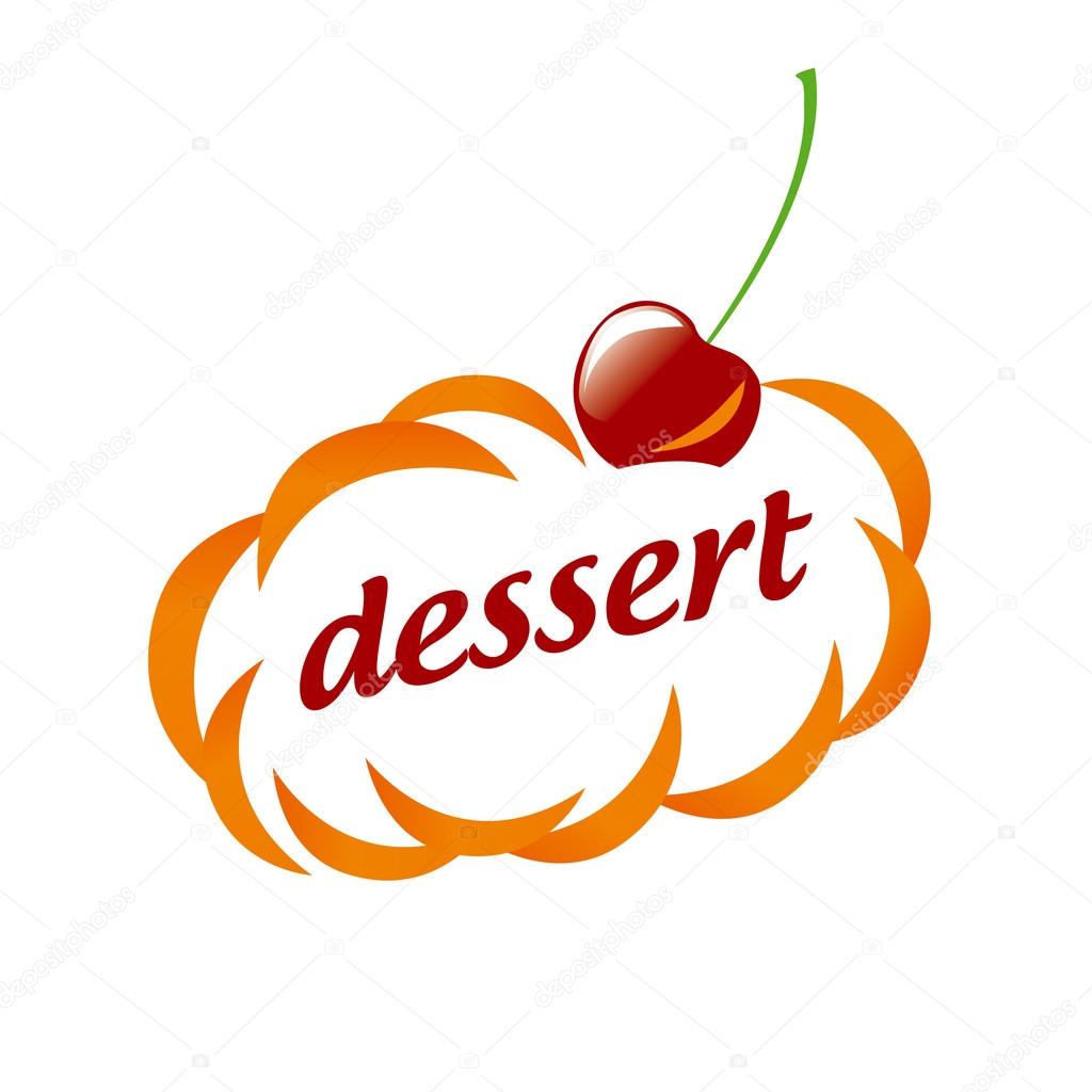 Vector logo dessert clouds and cherry