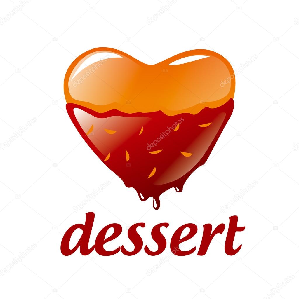 vector logo heart-shaped dessert with chocolate