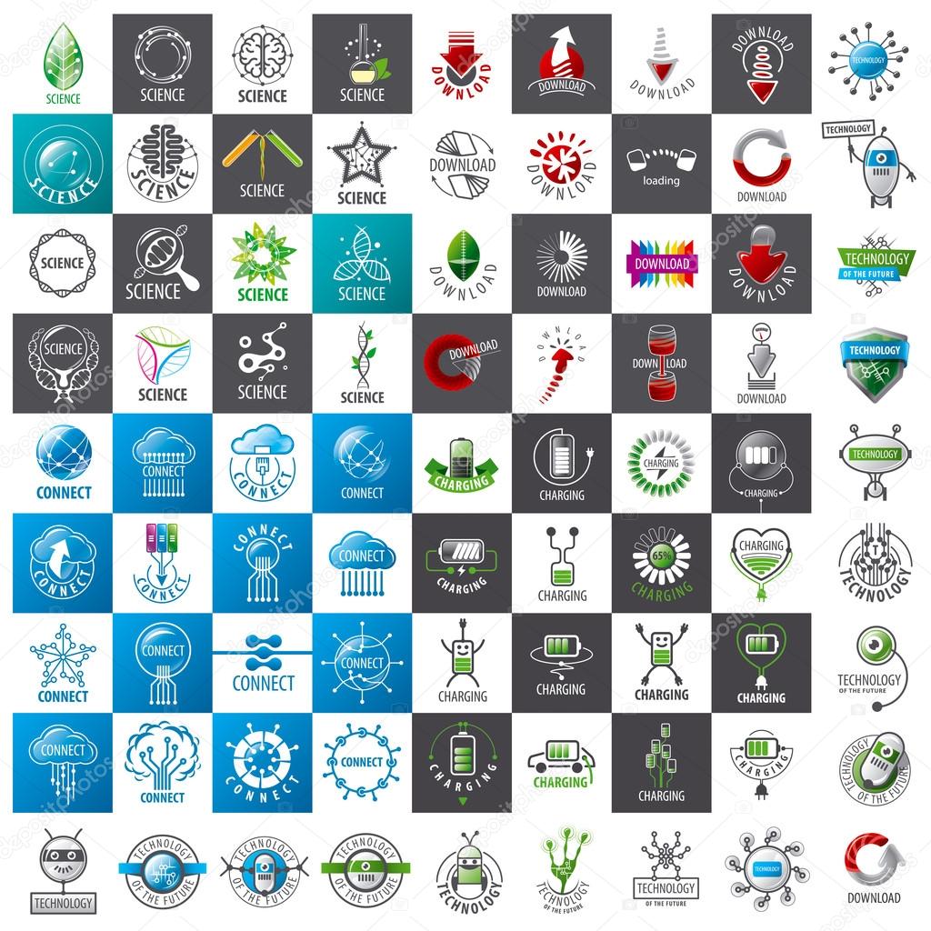 Large set of vector logos new technologies