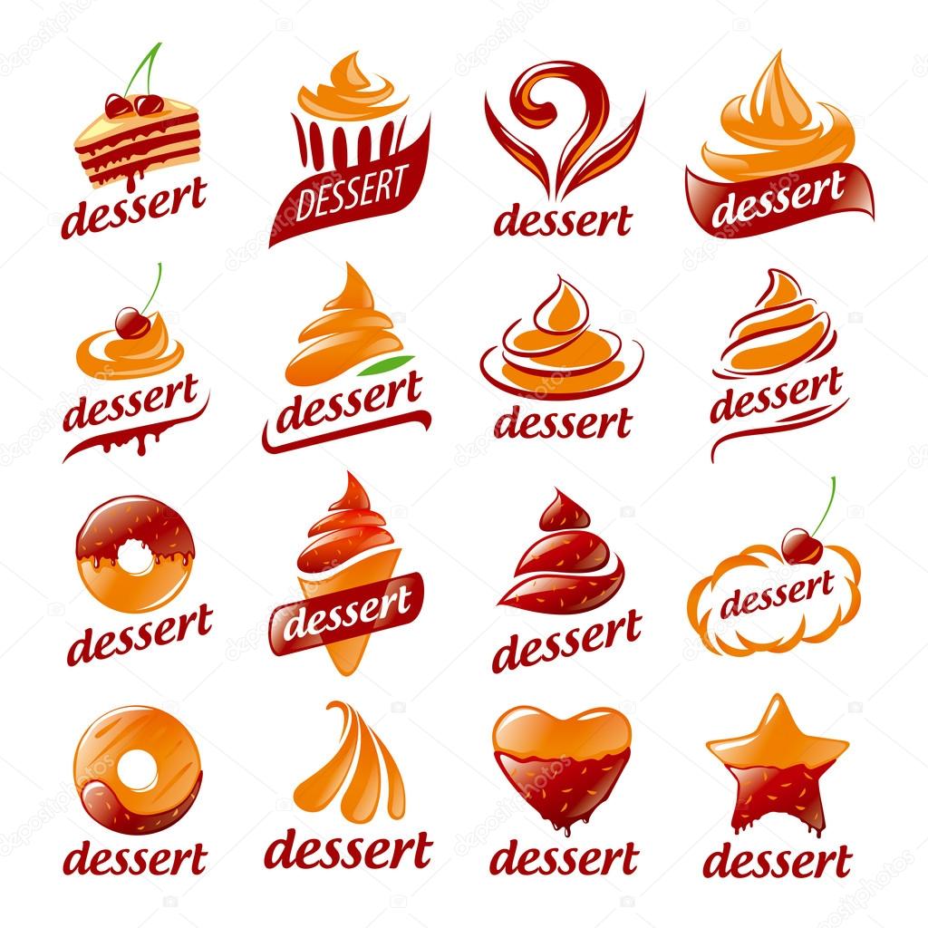 large set of vector logos desserts