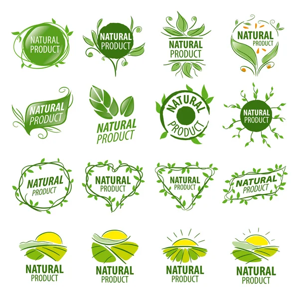 Gran conjunto de logotipos vectoriales para productos naturales — Archivo Imágenes Vectoriales