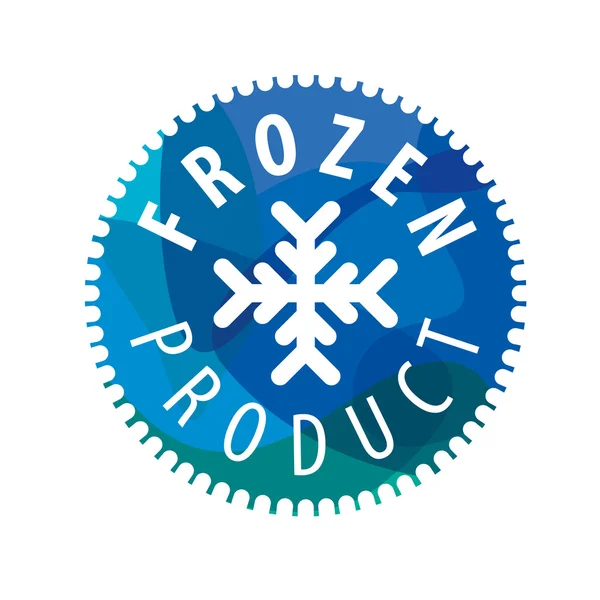 Round vector logo with snowflake for the frozen products — Stock Vector