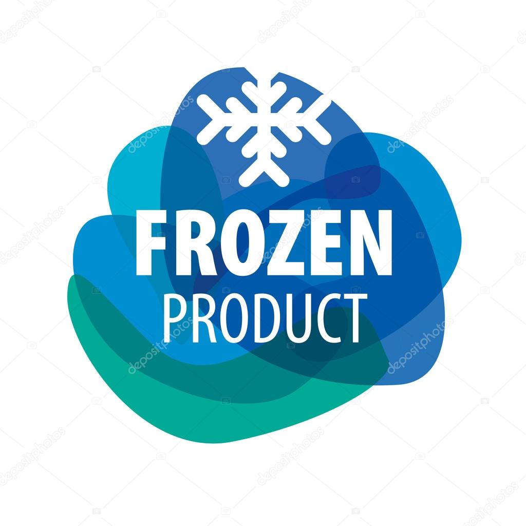 Blue vector logo for frozen foods with snowflake