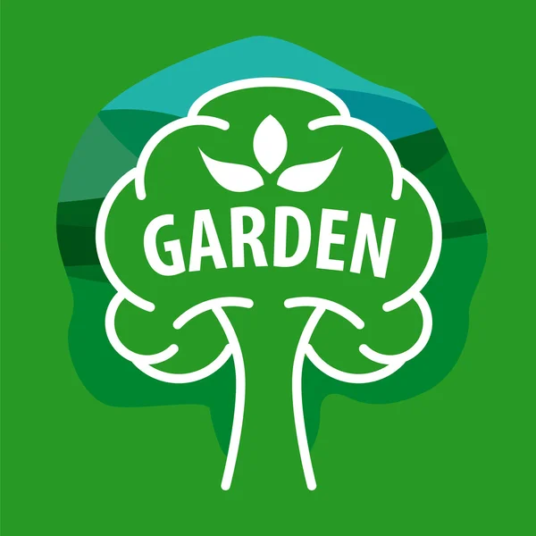Vector logo árbol para el jardín sobre un fondo verde — Archivo Imágenes Vectoriales