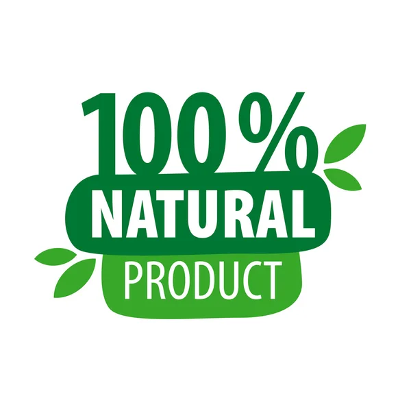 Green vector logo for 100% natural products — Stock Vector