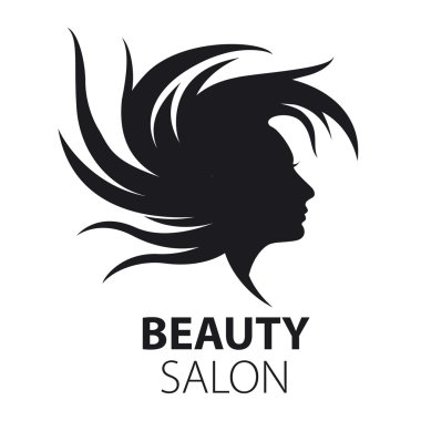 saç güzellik salonları için uçan ile vektör logo kız