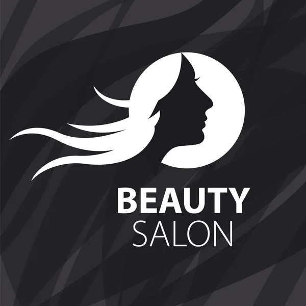 Logo vectoriel fille avec des cheveux volants sur un fond noir — Image vectorielle