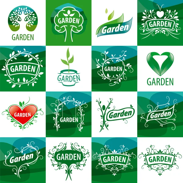 Grote verzameling van vector logo voor de tuin — Stockvector