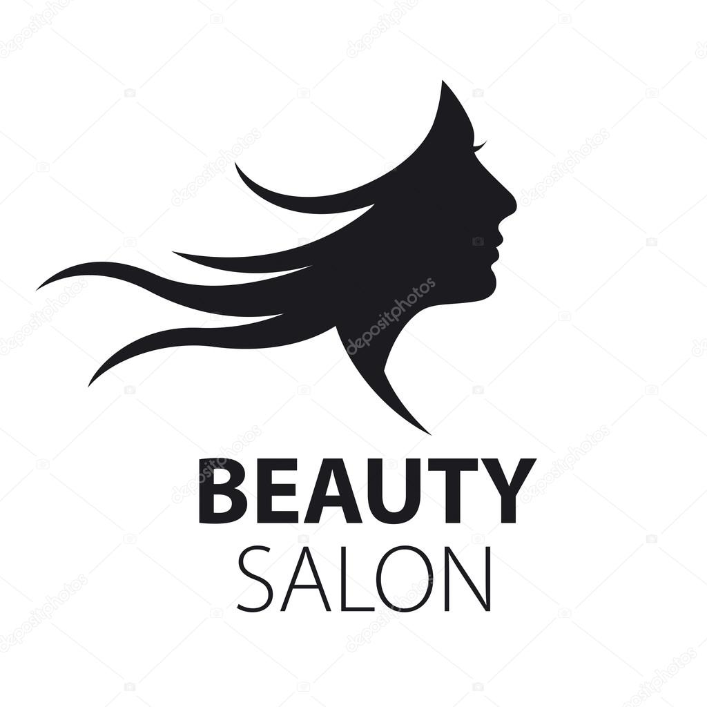 Vector logo girl with flying hair
