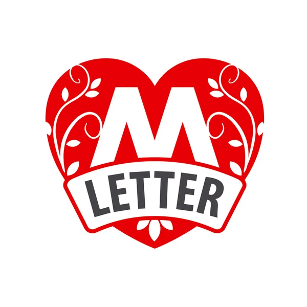Vector logo in the shape of a heart with the letter M — Stock Vector