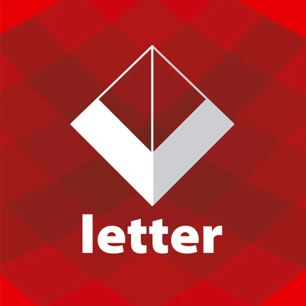 Logotipo vetorial abstrato letra V sobre fundo vermelho — Vetor de Stock