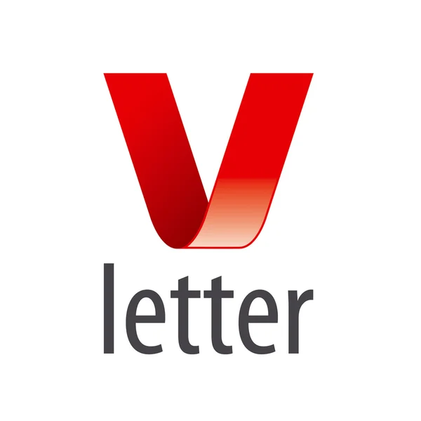 Logotipo do vetor fita vermelha na forma da letra V — Vetor de Stock