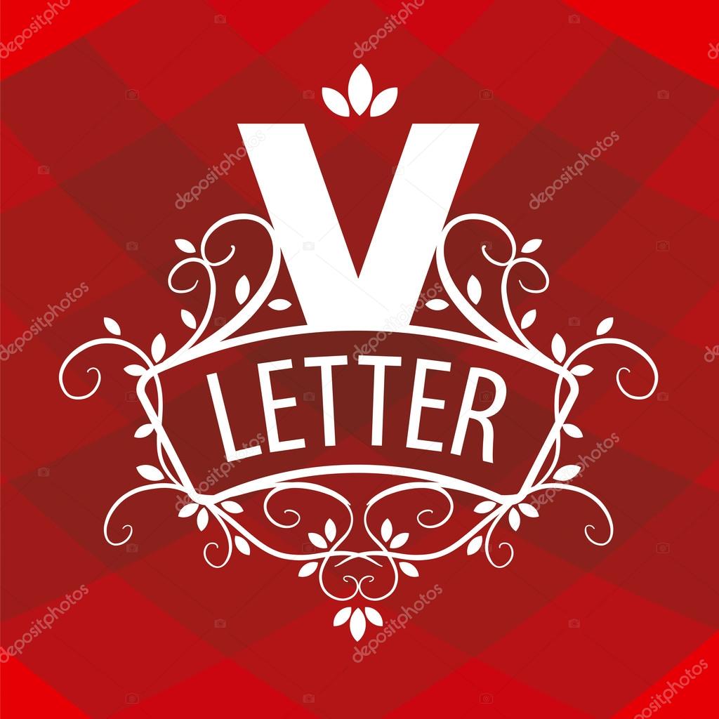 Ornate letter V vector logo on a red background