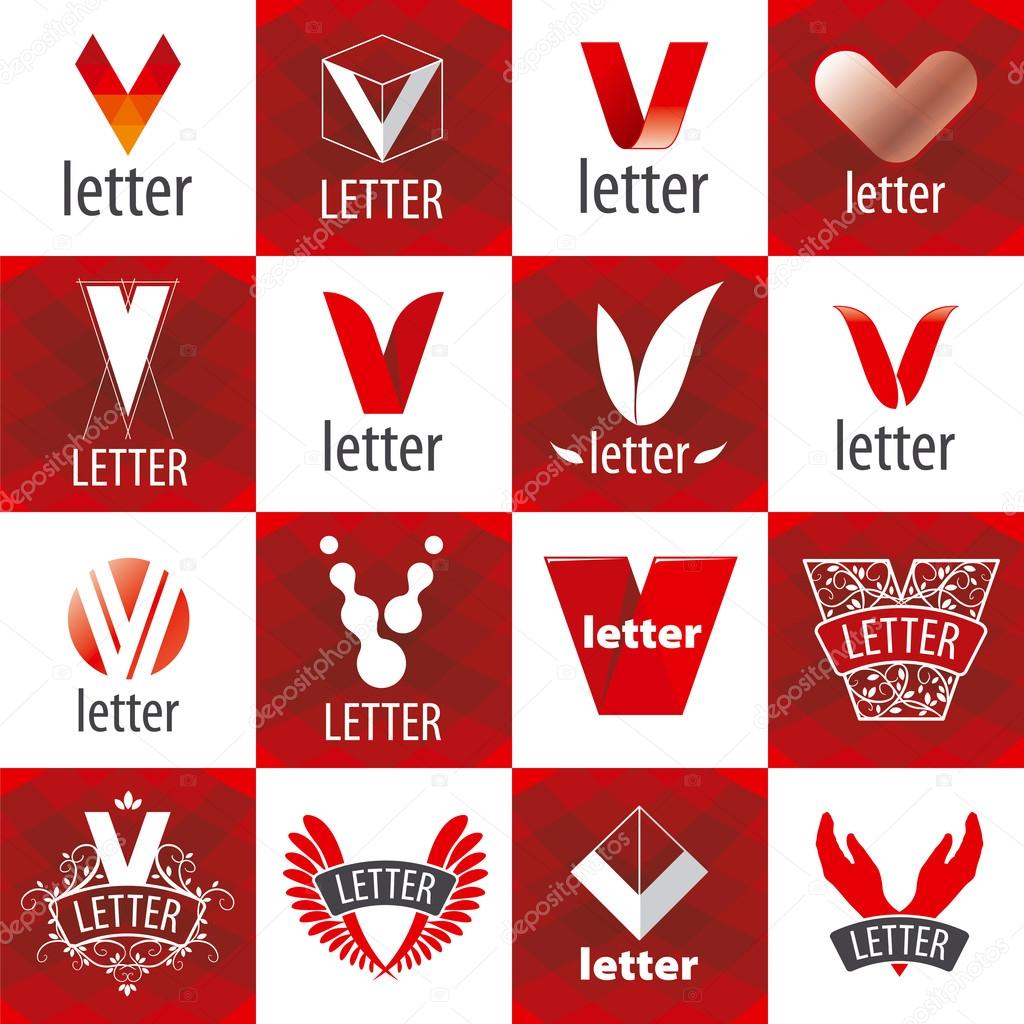 Large set of vector logos letter V