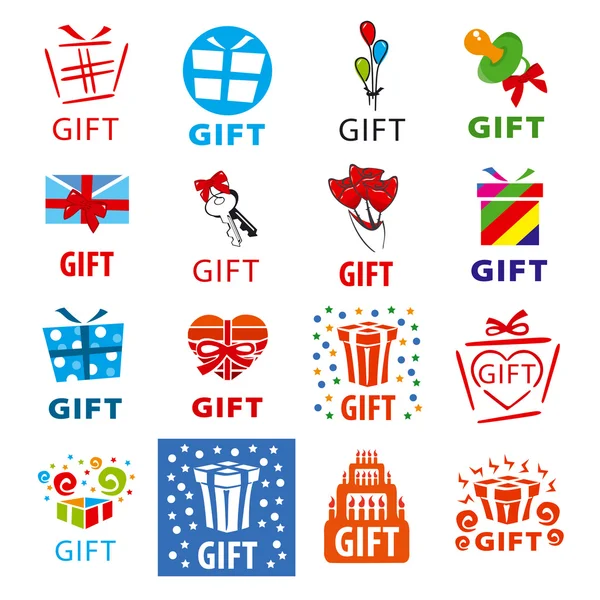 Gran conjunto de logotipos vectoriales regalos — Archivo Imágenes Vectoriales