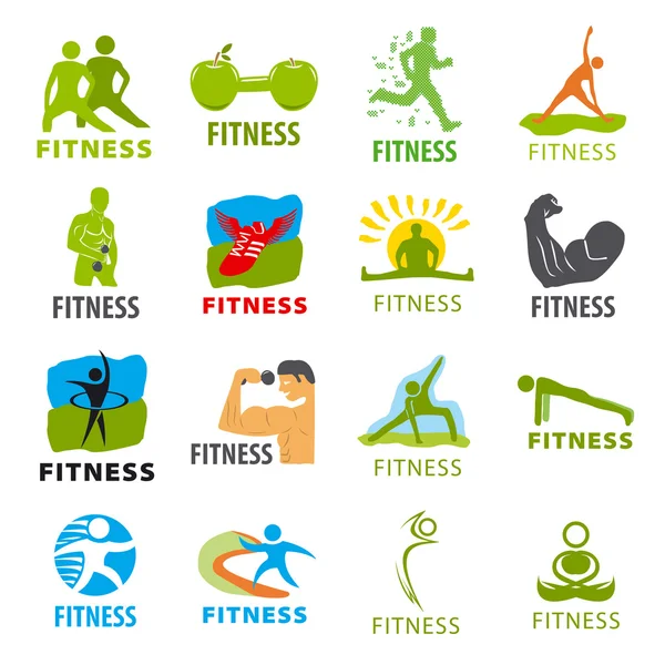 Grande conjunto de logotipos vetoriais para fitness — Vetor de Stock