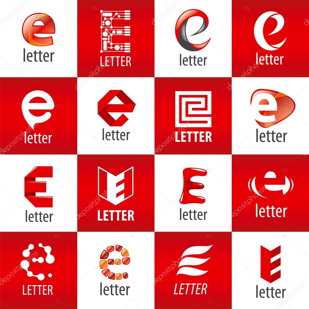 Large set of vector logos letter E