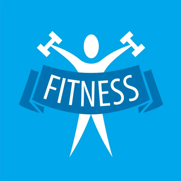 Abstract vector logo for fitness clubs on a blue background — Stock Vector