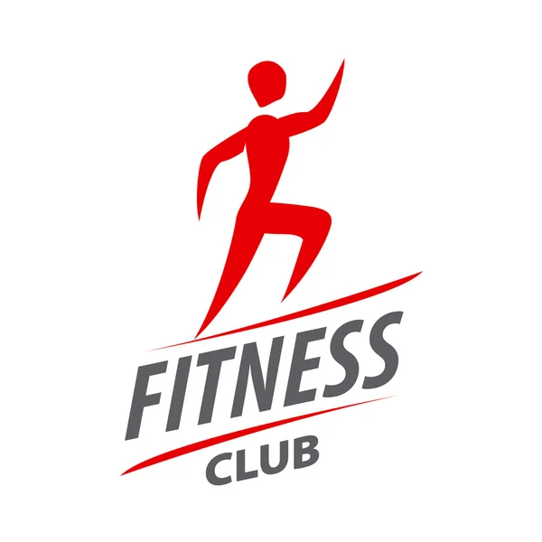 Red vector logo man running for fitness club — 图库矢量图片