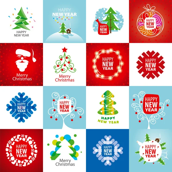Μεγάλο σύνολο των διανυσματικών λογότυπα για το νέο έτος — Διανυσματικό Αρχείο
