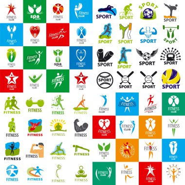 büyük set vektör logolar spor ve fitness
